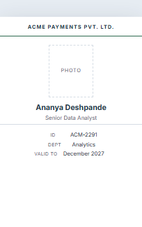 ID Minimal id card format