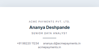 Minimal Rule visiting card format