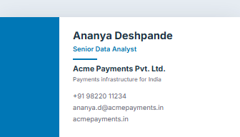 Modern Slab visiting card format