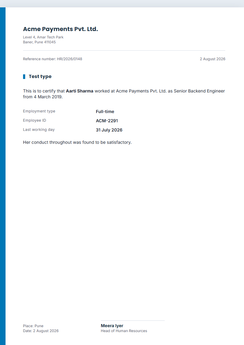Corporate Rail leave application format