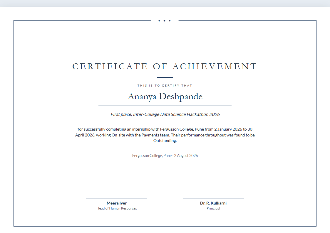 Elegant Classic internship certificate format