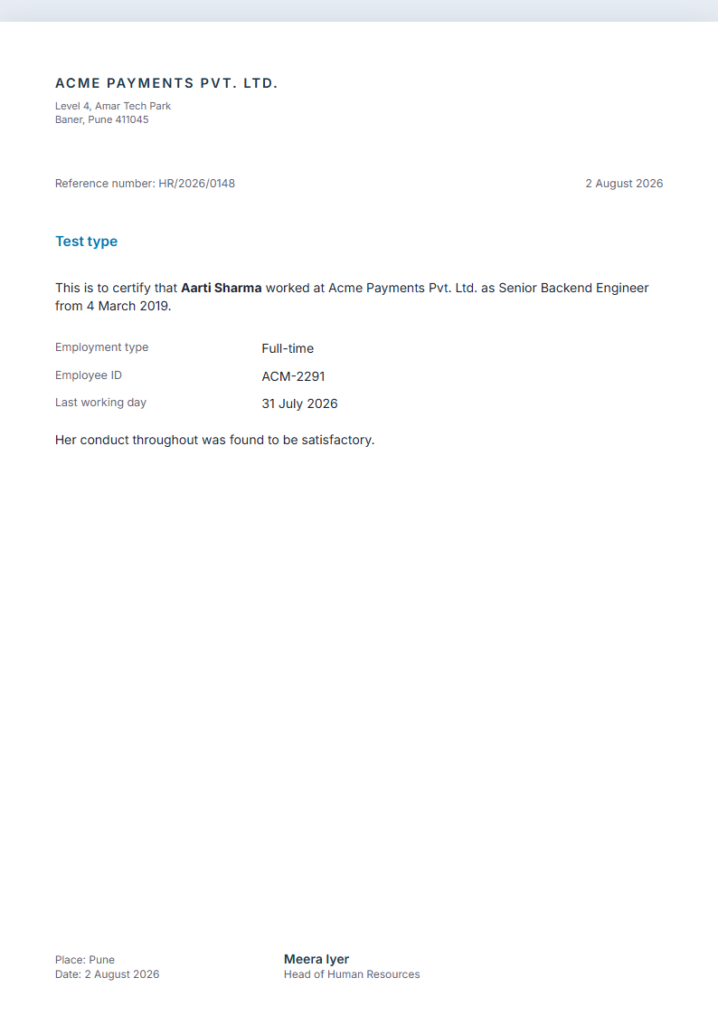 Minimal Formal leave application format