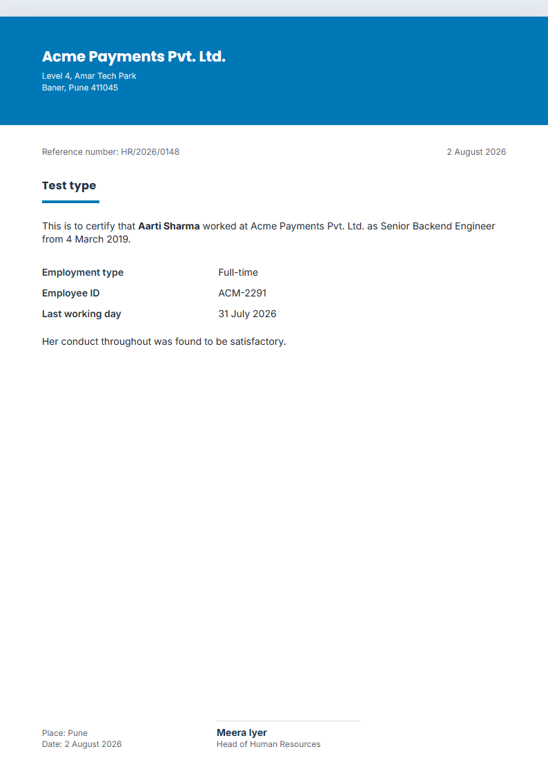 Modern Band leave application format