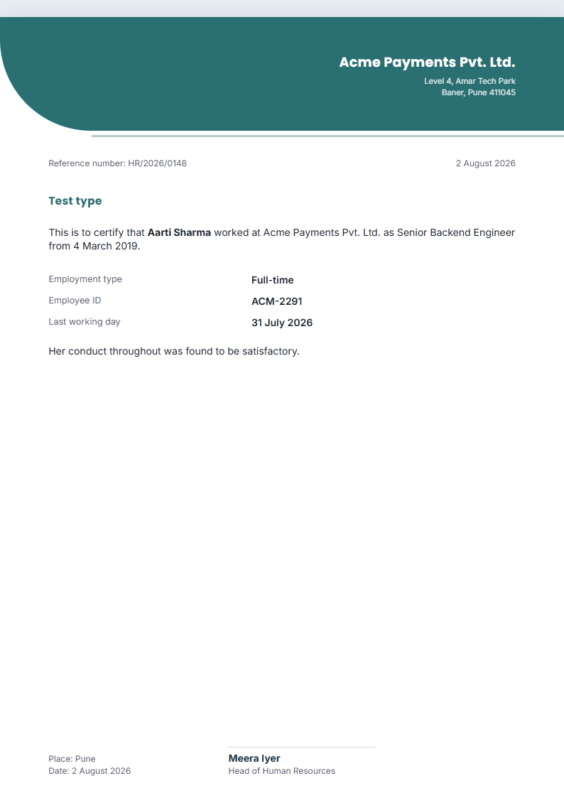 Wave Header leave application format