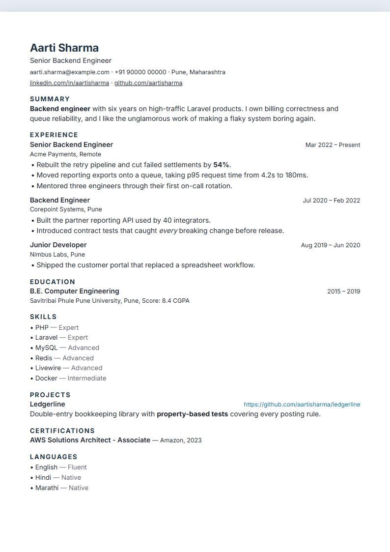 Minimal ATS resume template
